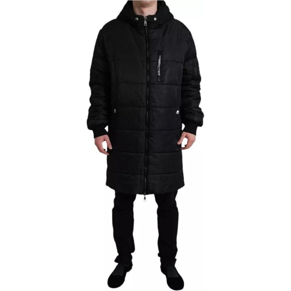 Dolce & Gabbana Black Nylon Hooded Parka Coat Winter Jacket JKT4002-56