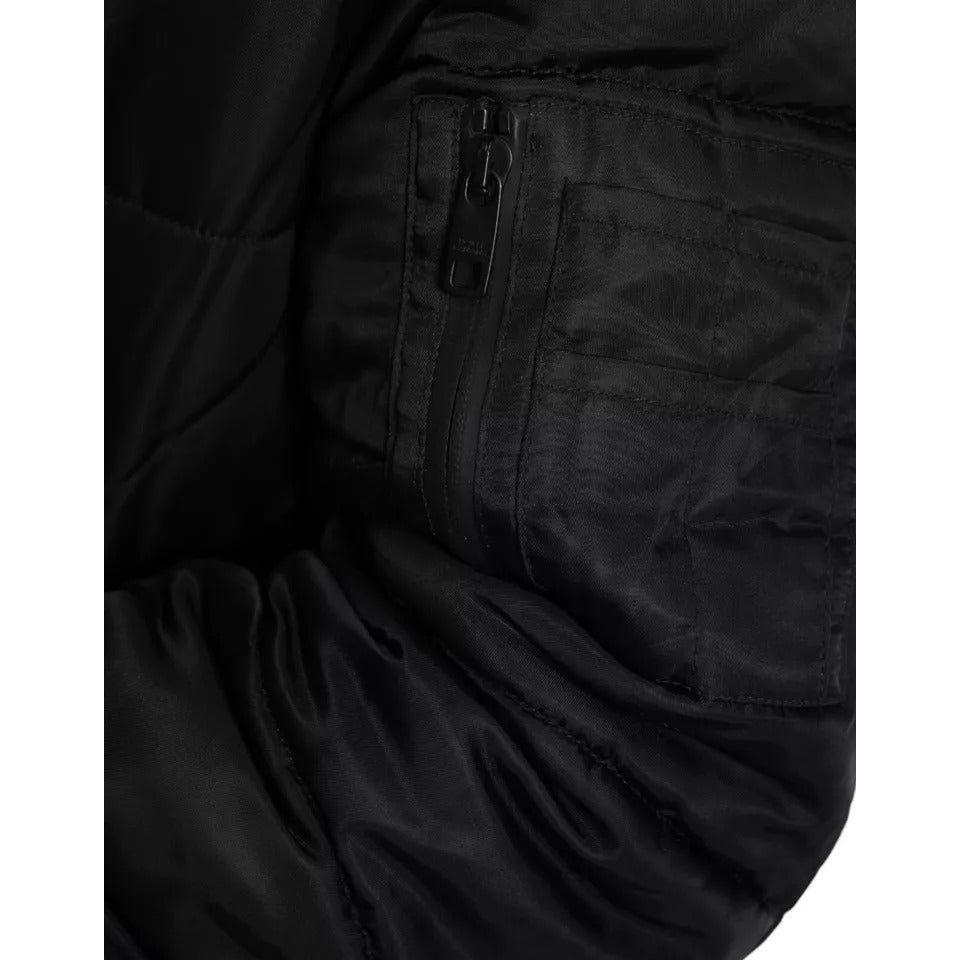 Dolce & Gabbana Black Nylon Hooded Parka Coat Winter Jacket JKT4002-56