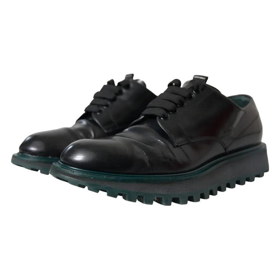 Dolce & Gabbana Black Leather Derby Formal Dress Shoes MV5310-42
