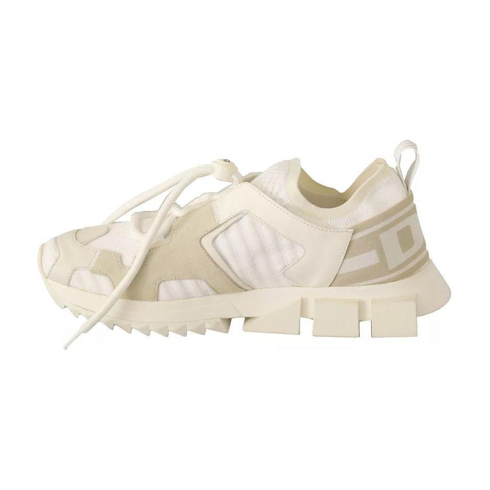 Dolce & Gabbana White Fabric Suede Sorrento Lace Up Sneakers Shoes MV4622-40