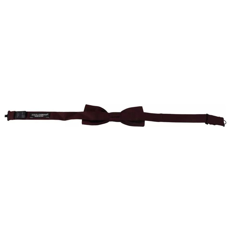 Dolce & Gabbana Bordeaux Silk Adjustable Neck Men Bow Tie FT3763
