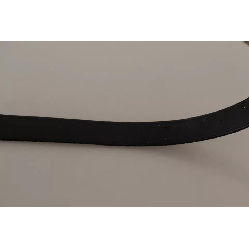 Dolce & Gabbana Black Velvet Silver Tone Metal Buckle Belt BEL8647-85
