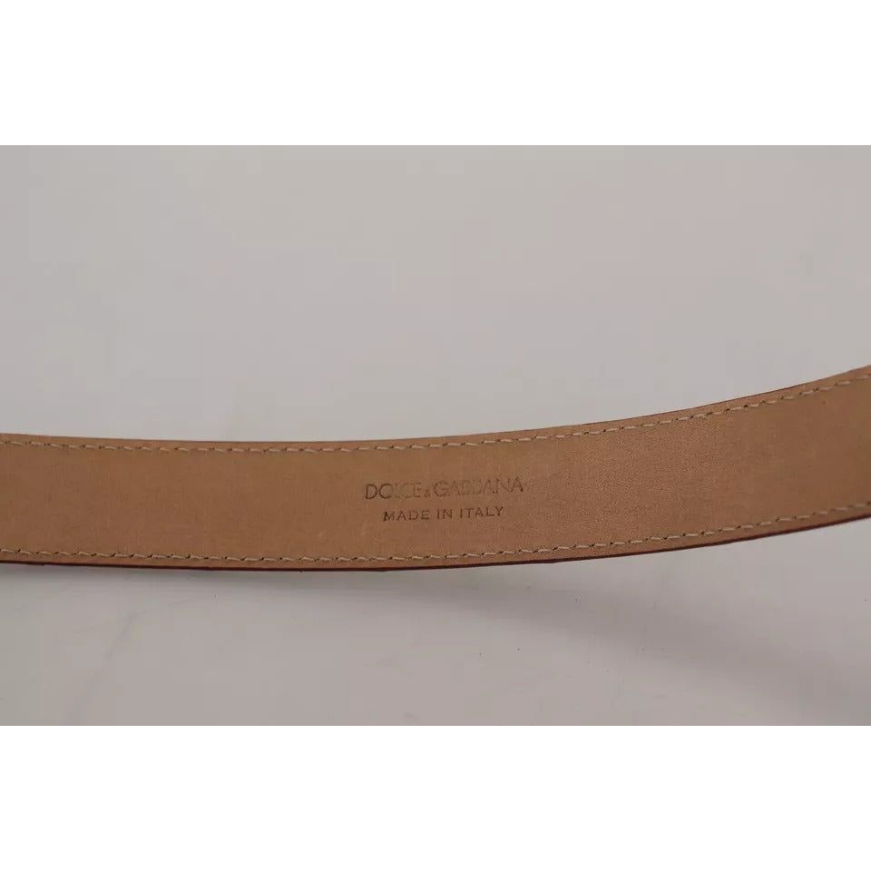 Dolce & Gabbana Brown Leather Gold Engraved Metal Buckle Belt BEL8926-90