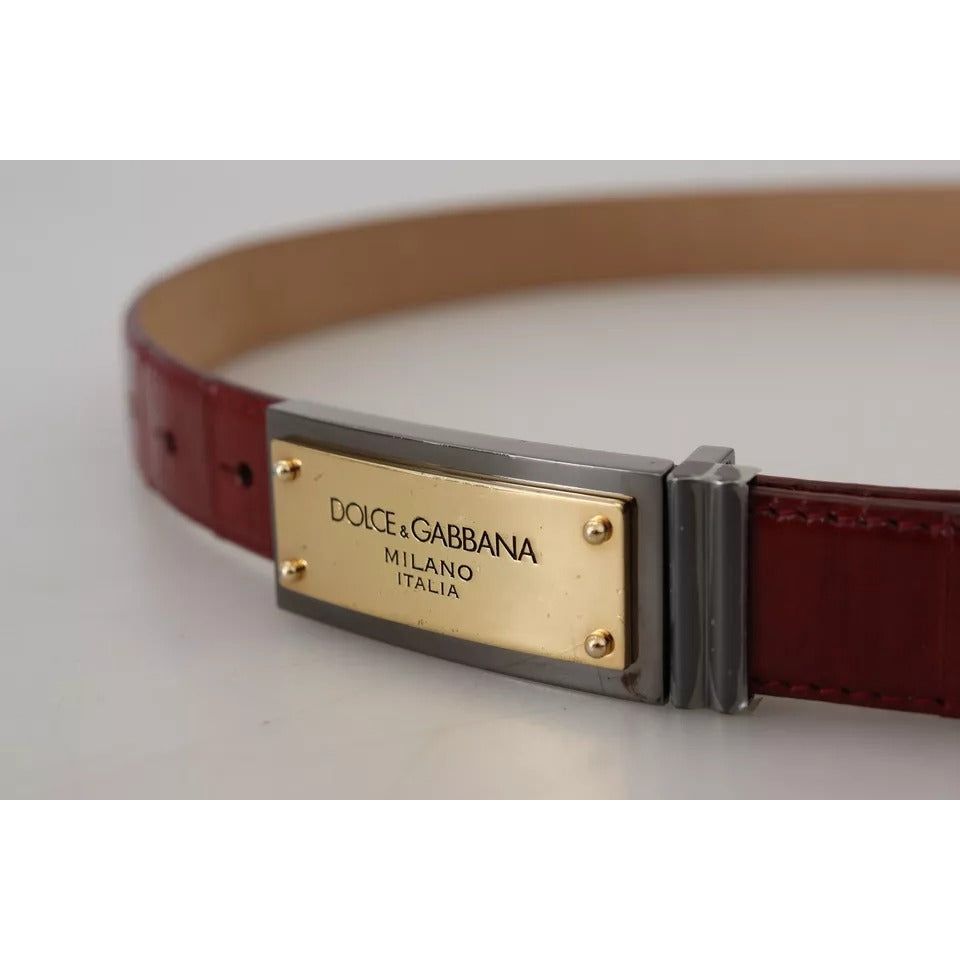 Dolce & Gabbana Brown Leather Gold Engraved Metal Buckle Belt BEL8926-90