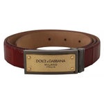 Dolce & Gabbana Brown Leather Gold Engraved Metal Buckle Belt BEL8926-90