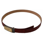 Dolce & Gabbana Brown Leather Gold Engraved Metal Buckle Belt BEL8926-90
