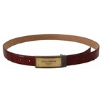 Dolce & Gabbana Brown Leather Gold Engraved Metal Buckle Belt BEL8926-90