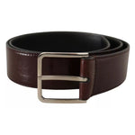 Dolce & Gabbana Dark Brown Leather Logo Engraved Metal Buckle Belt BEL8605-85