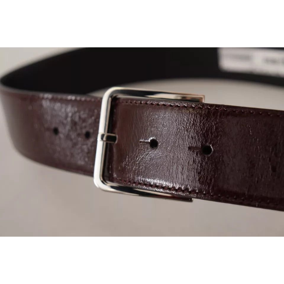 Dolce & Gabbana Dark Brown Leather Logo Engraved Metal Buckle Belt BEL8605-85
