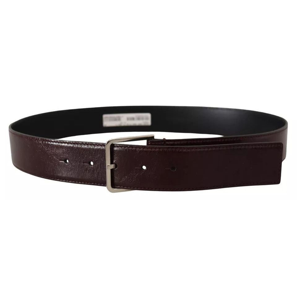 Dolce & Gabbana Dark Brown Leather Logo Engraved Metal Buckle Belt BEL8605-85