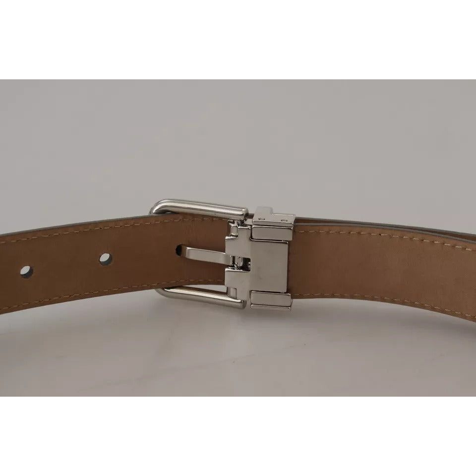 Dolce & Gabbana Silver Leather Metal Buckle Belt WMB314#-70