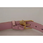 Dolce & Gabbana Pink Jaquard Embroidered Gold Tone Metal Buckle Belt WNB103-75