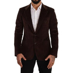 Dolce & Gabbana Brown Corduroy Slim Fit Coat DG Logo Blazer KOS1924-50