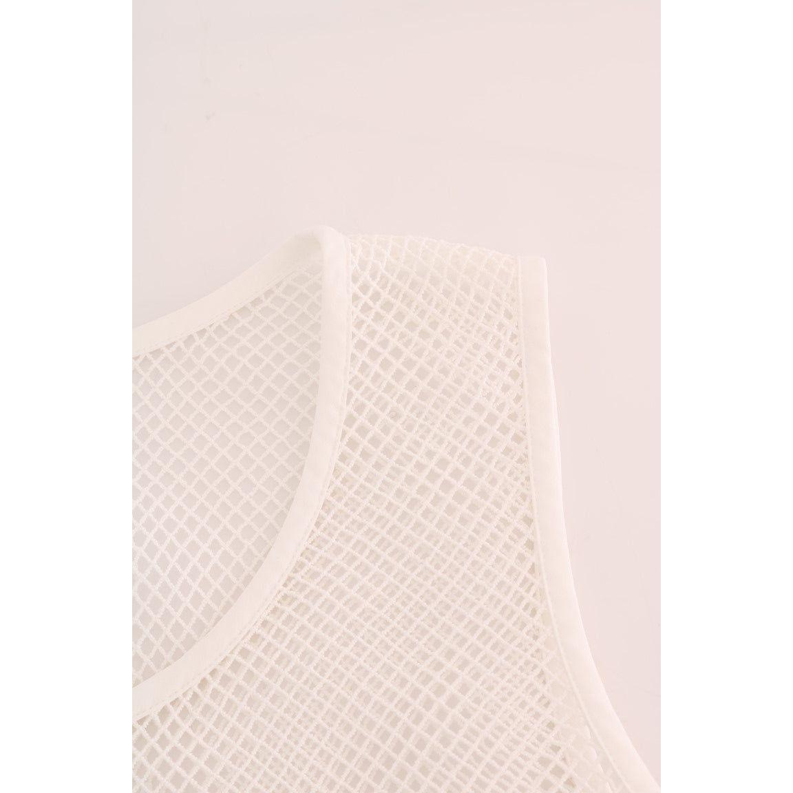 Dolce & Gabbana White Net Tank Transparent Top TSH1402#2-3