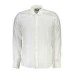 North Sails Elegant White Linen Long-Sleeved Shirt NO-21634-L-FBB-205