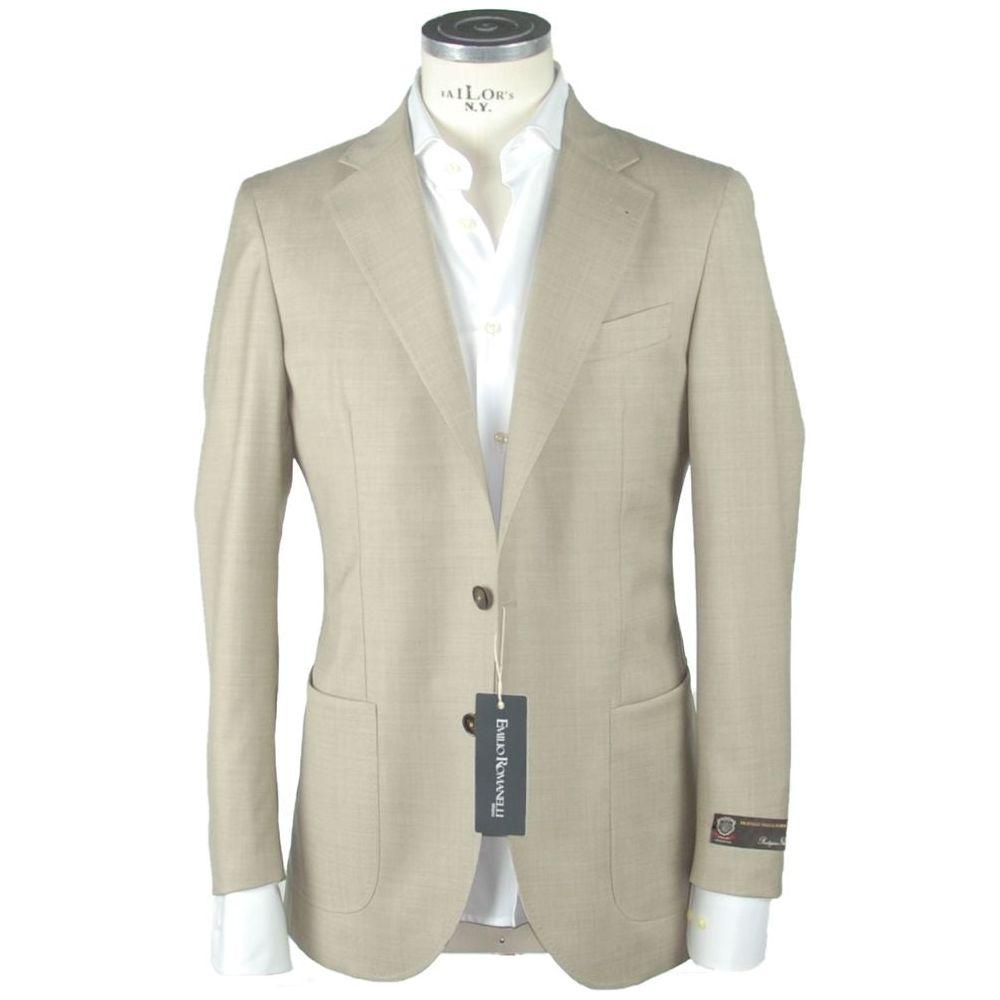 Emilio Romanelli Beige Wool Men's Blazer EM-988-IT48 | M