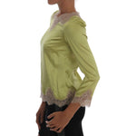 Dolce & Gabbana Green Silk Stretch Blouse Top TSH1439-4