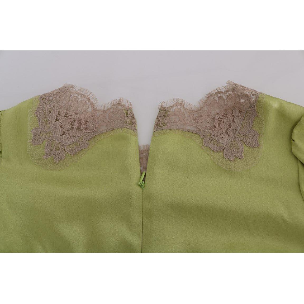 Dolce & Gabbana Green Silk Stretch Blouse Top TSH1439-4