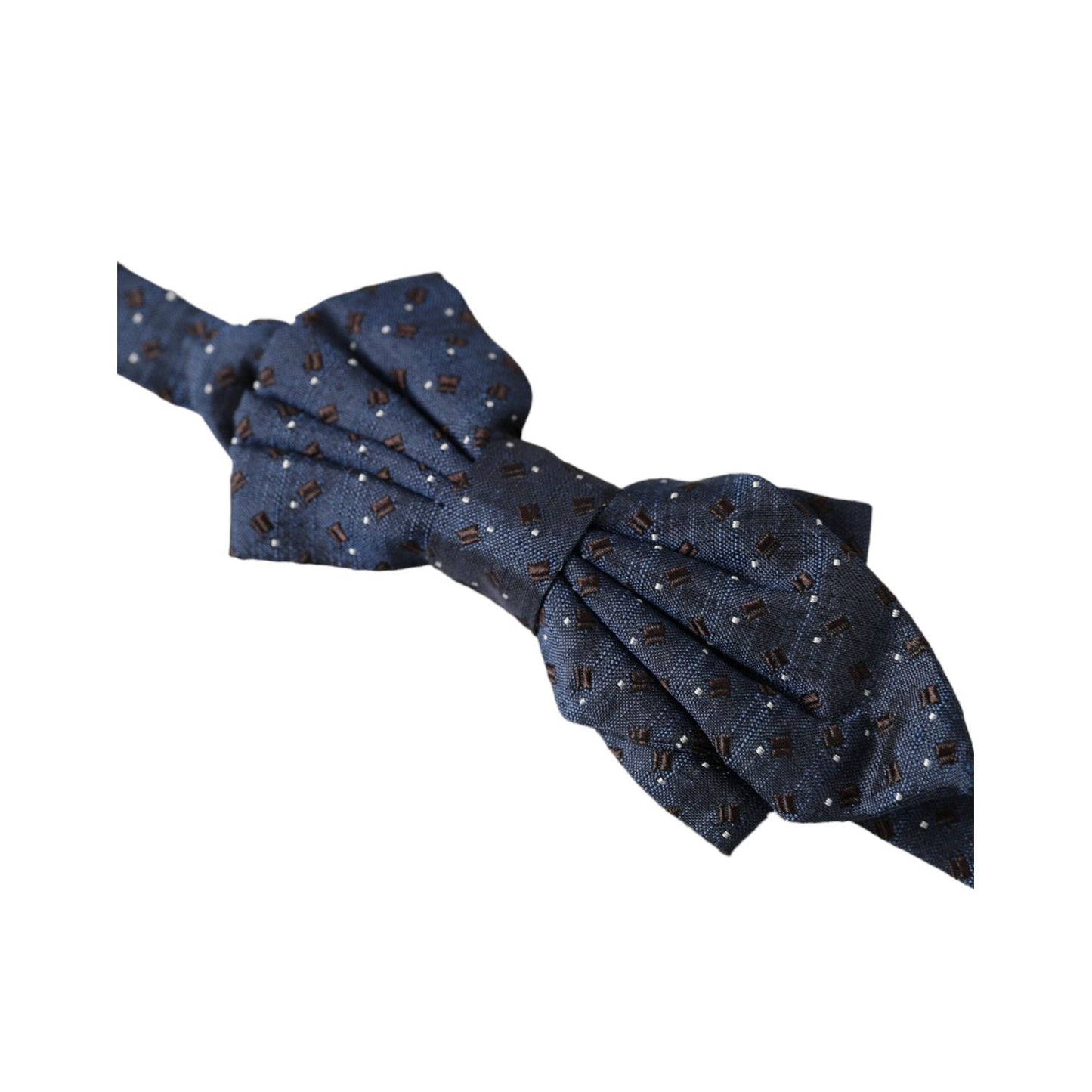 Dolce & Gabbana Navy Blue Silk Patterned Adjustable Men Papillon Bow Tie FT3906