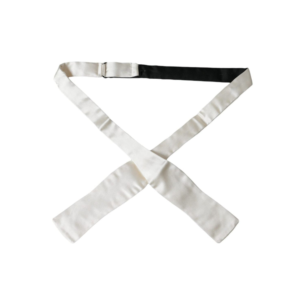 Dolce & Gabbana White Silk Slim Skinny Necktie Men Bow Tie FT3917