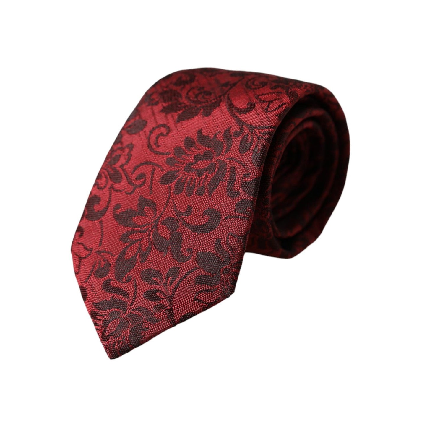 Dolce & Gabbana Red Floral Brocade Silk Adjustable Men Tie KRA3314