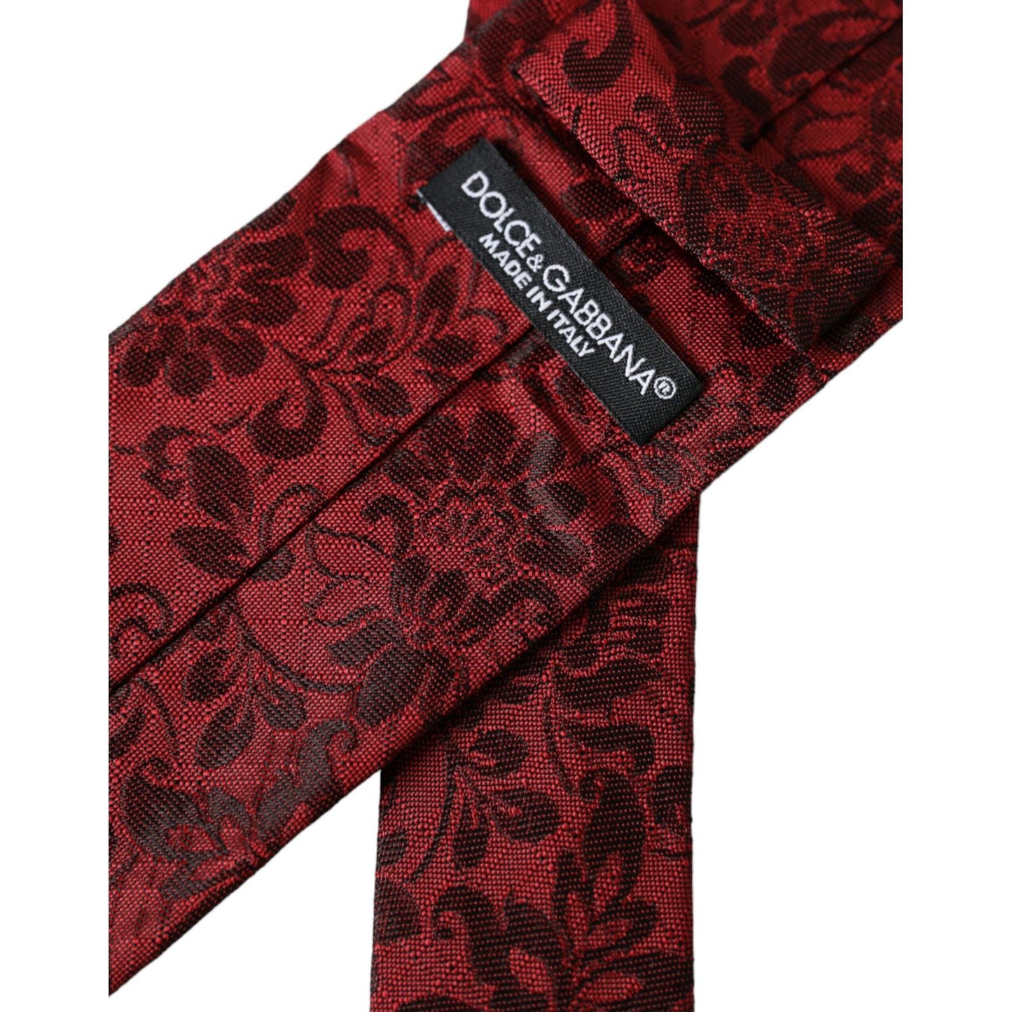 Dolce & Gabbana Red Floral Brocade Silk Adjustable Men Tie KRA3314