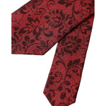 Dolce & Gabbana Red Floral Brocade Silk Adjustable Men Tie KRA3314