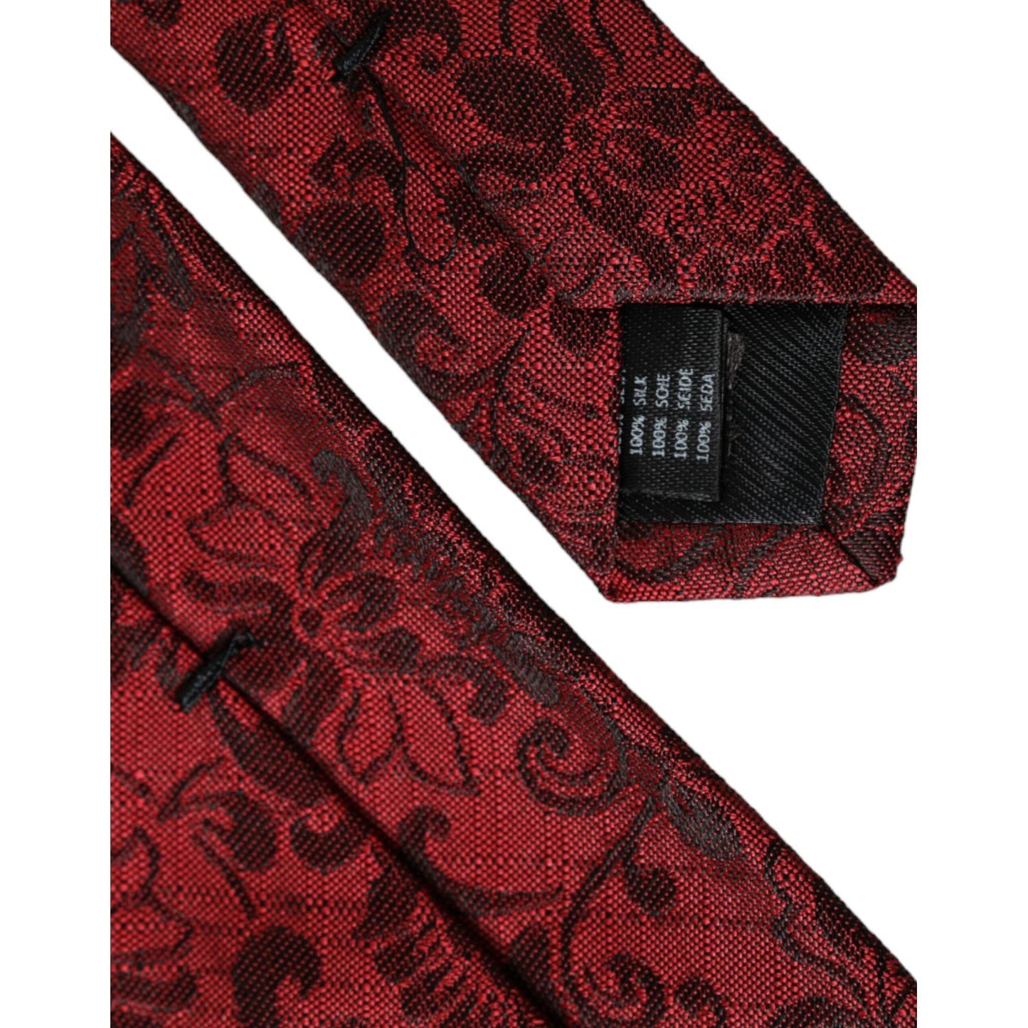 Dolce & Gabbana Red Floral Brocade Silk Adjustable Men Tie KRA3314