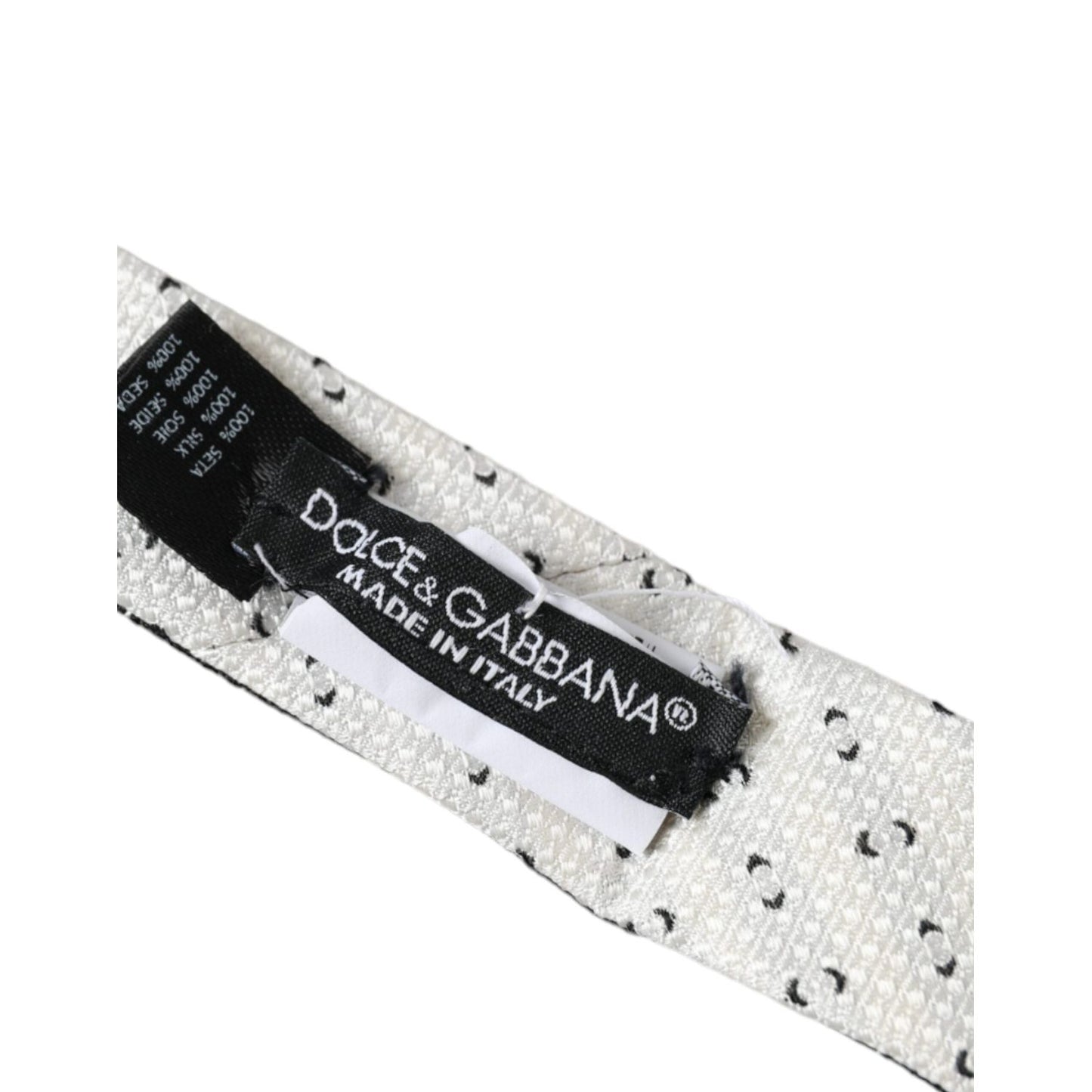 Dolce & Gabbana Black White Patterned Adjustable Tie KRA3384