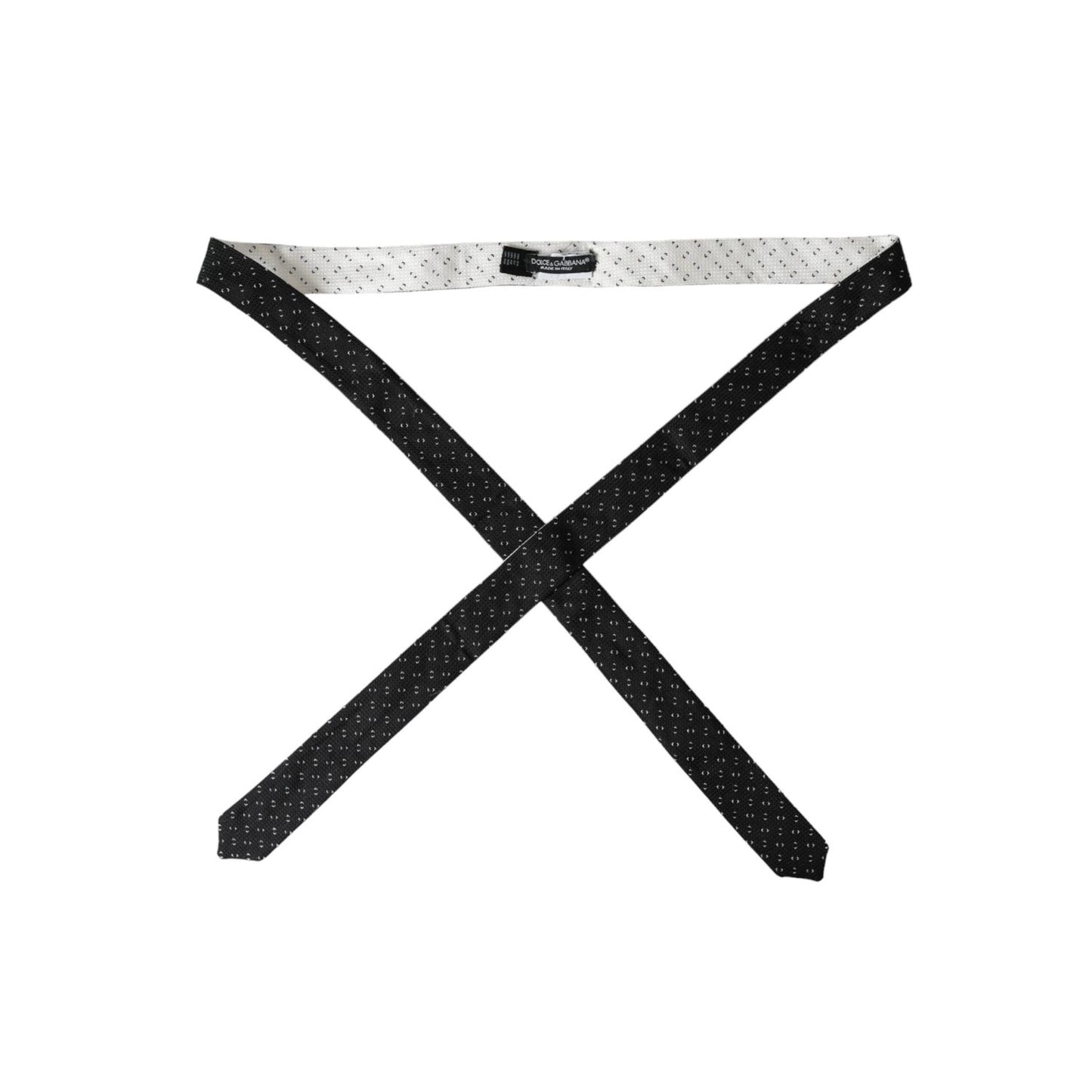 Dolce & Gabbana Black White Patterned Adjustable Tie KRA3384