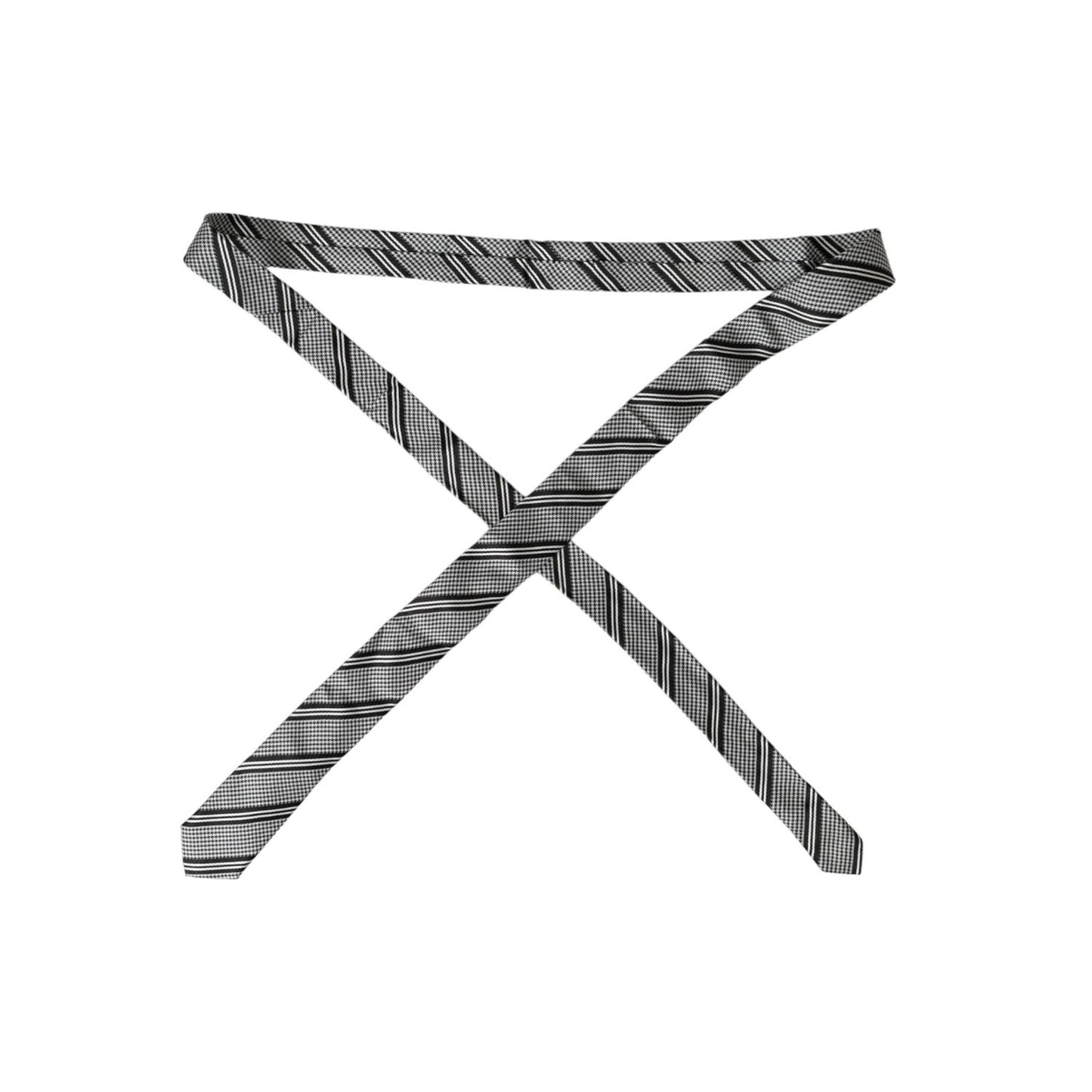 Dolce & Gabbana Black White Stripes Silk Adjustable Tie KRA3386