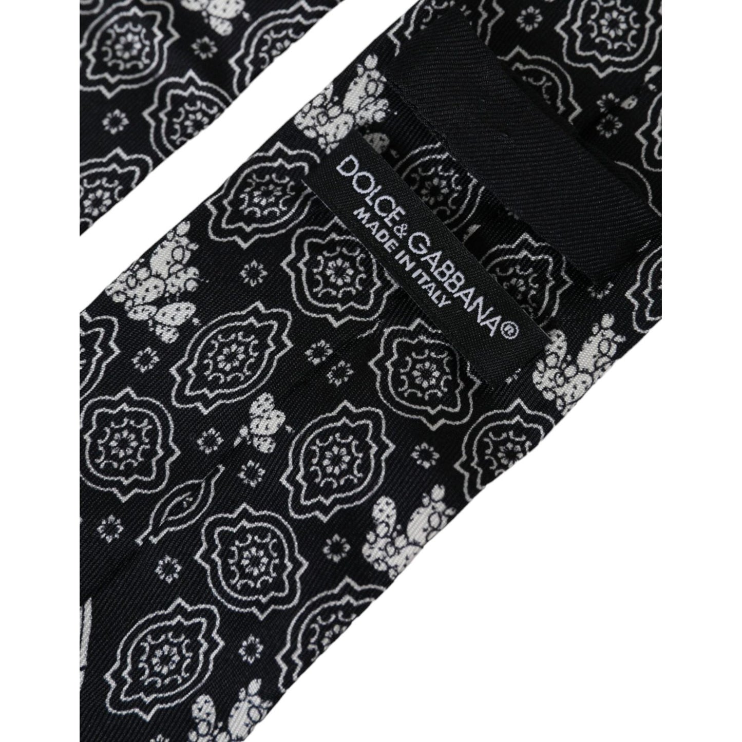 Dolce & Gabbana Black Patterned 100%Silk Adjustable Tie KRA3392