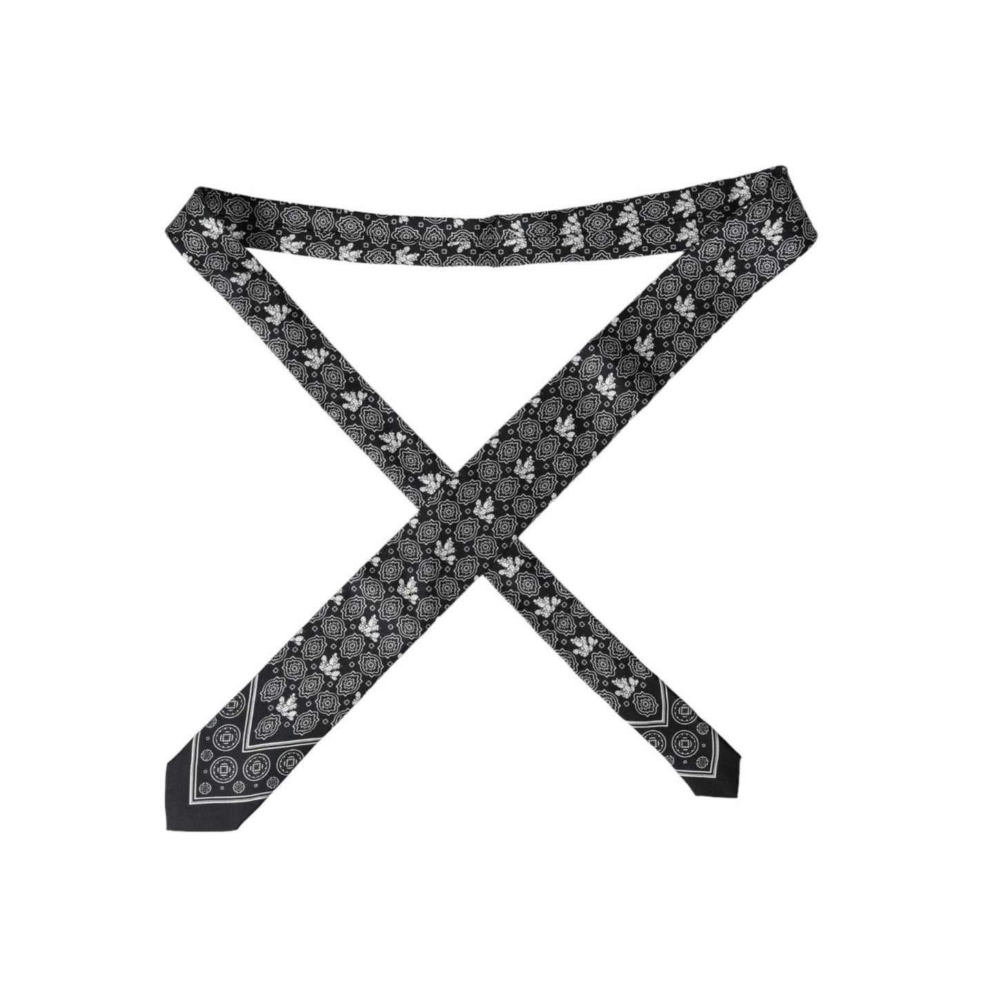 Dolce & Gabbana Black Patterned 100%Silk Adjustable Tie KRA3392