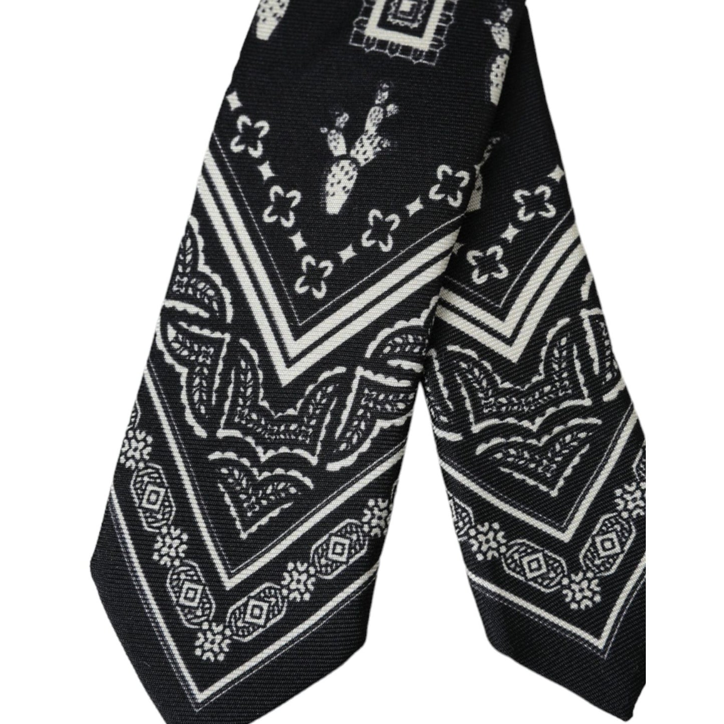 Dolce & Gabbana Black Patterned 100%Silk Adjustable Tie KRA3394