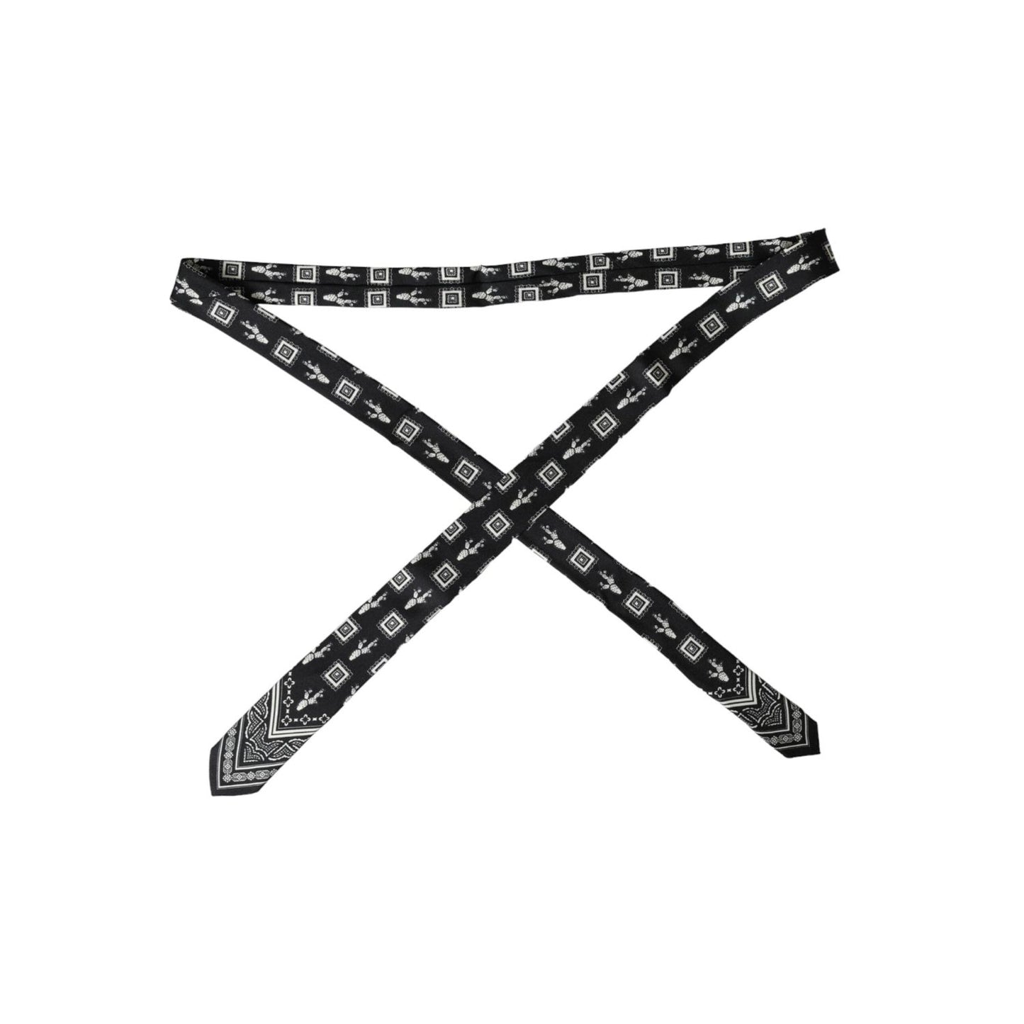 Dolce & Gabbana Black Patterned 100%Silk Adjustable Tie KRA3394