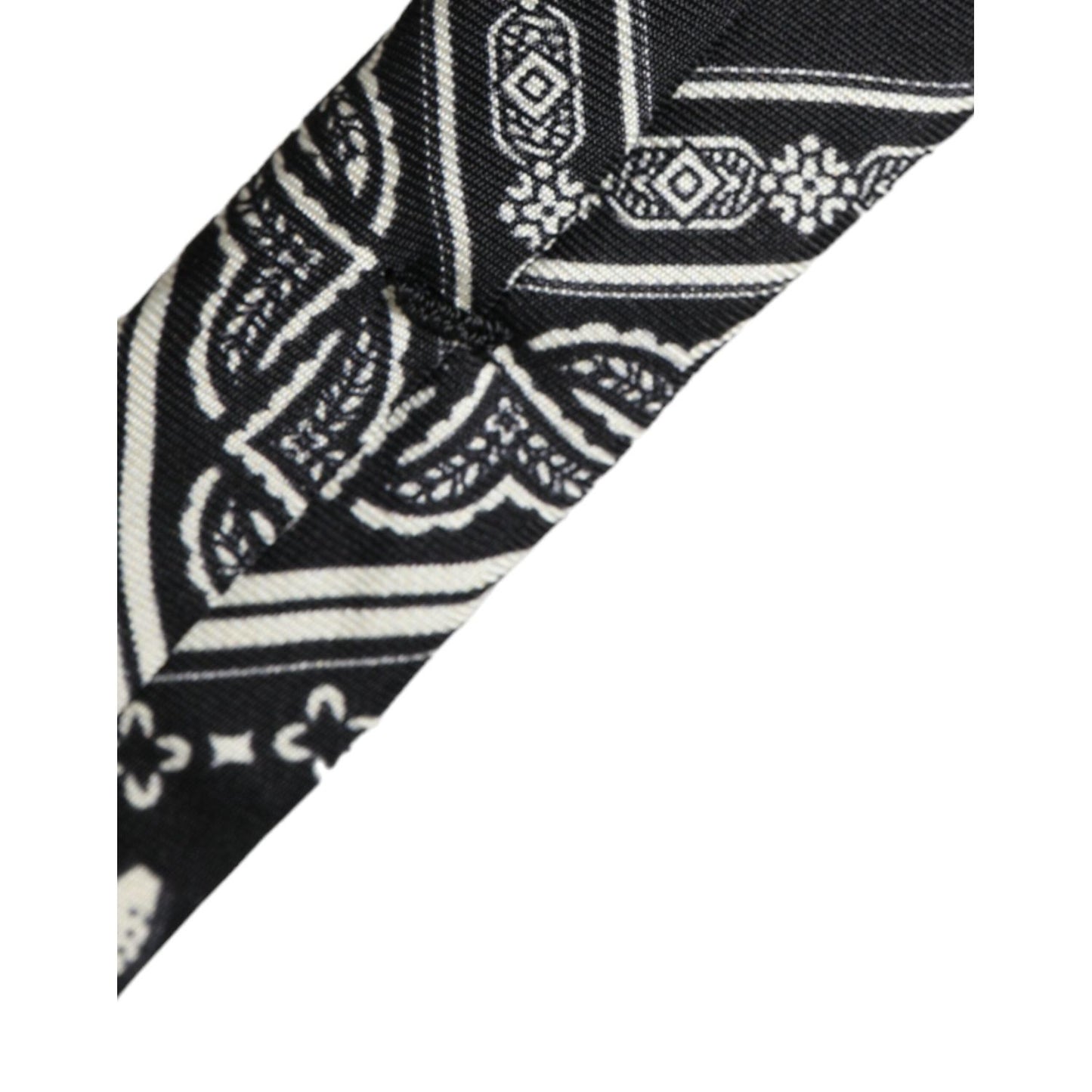 Dolce & Gabbana Black Patterned 100%Silk Adjustable Tie KRA3394