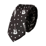 Dolce & Gabbana Black Guitar Print Silk Adjustable Tie KRA3398