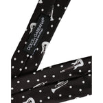 Dolce & Gabbana Black Guitar Print Silk Adjustable Tie KRA3398