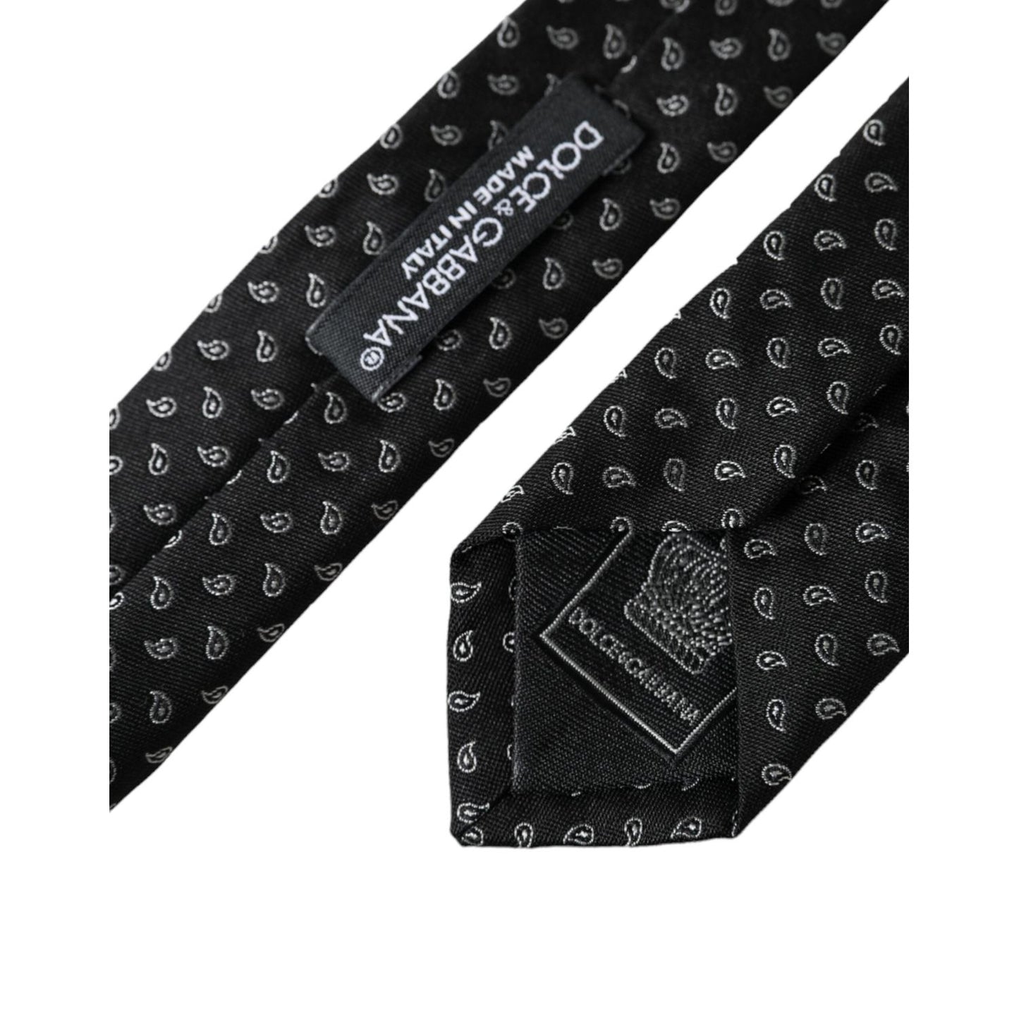 Dolce & Gabbana Black Jacquard Patterned Silk Adjustable Men Tie KRA3400