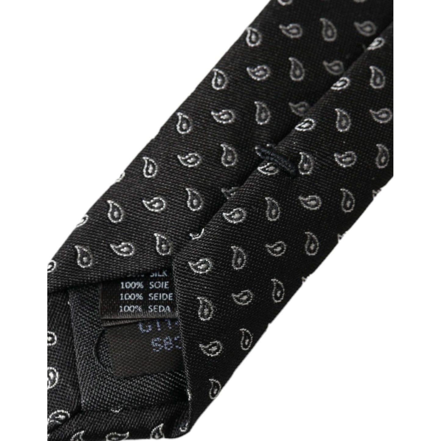 Dolce & Gabbana Black Jacquard Patterned Silk Adjustable Men Tie KRA3400