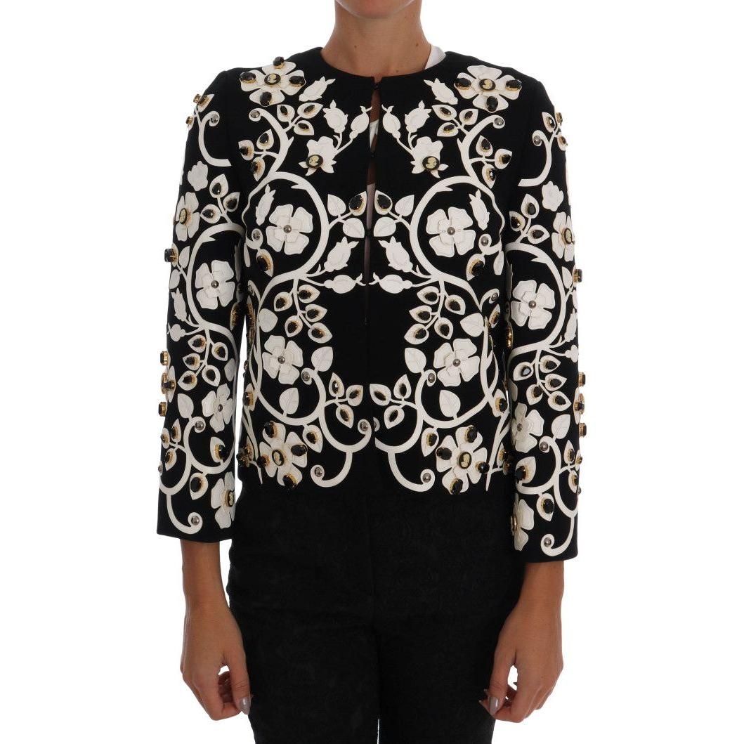Dolce & Gabbana Black Baroque Floral Crystal Jacket JKT1042-3