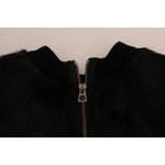 Dolce & Gabbana Black Fur Floral Brocade Zipper Sweater JKT1047#2-1