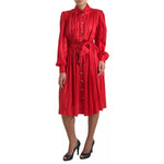 Dolce & Gabbana Red Button Down Belted Midi Satin Silk Dress DR28739 - 44