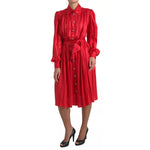 Dolce & Gabbana Red Button Down Belted Midi Satin Silk Dress DR28739 - 44