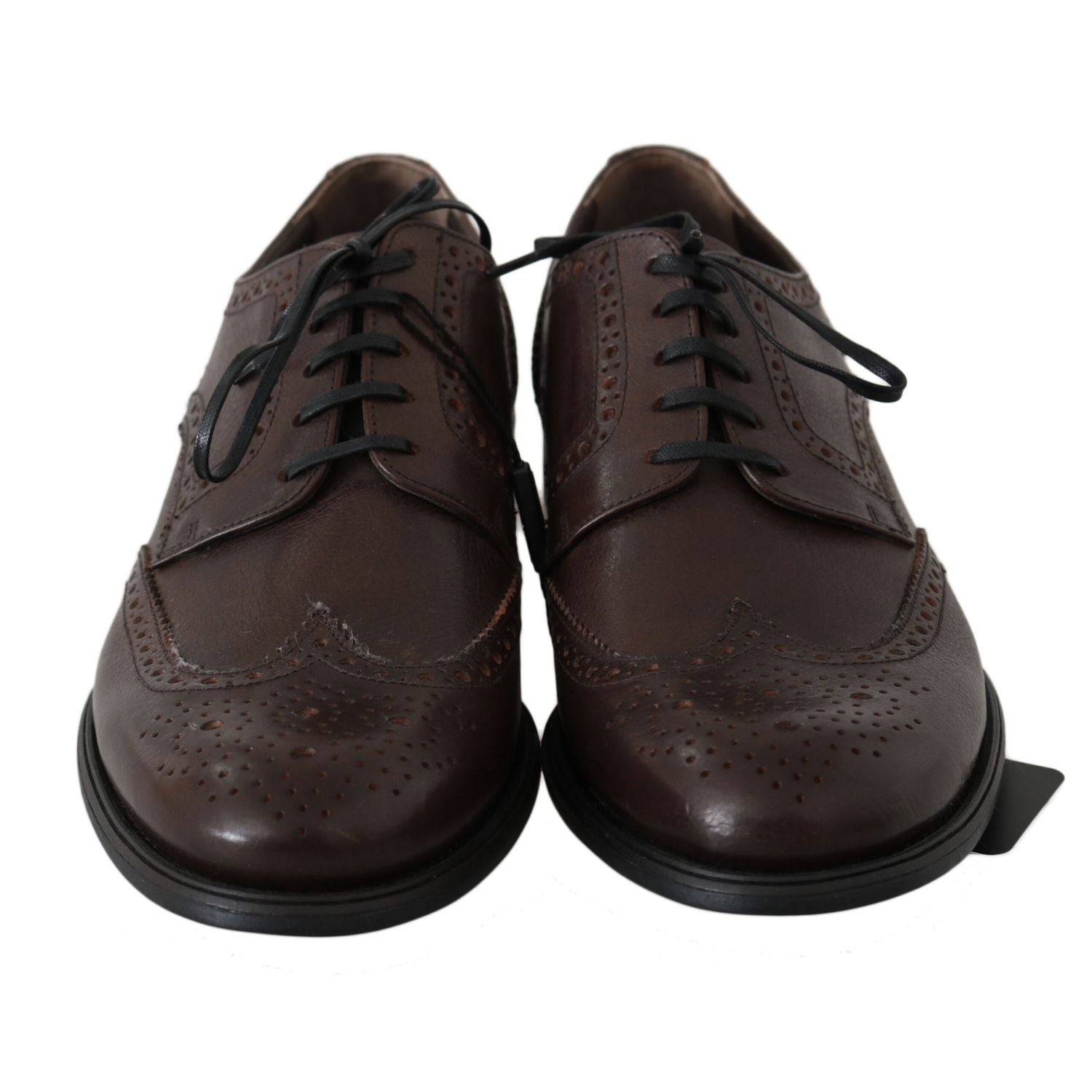 Dolce & Gabbana Brown Leather Brogue Derby Dress Shoes