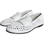 Dolce & Gabbana White Woven Leather Slip On Loafers Men Shoes MV5899-40