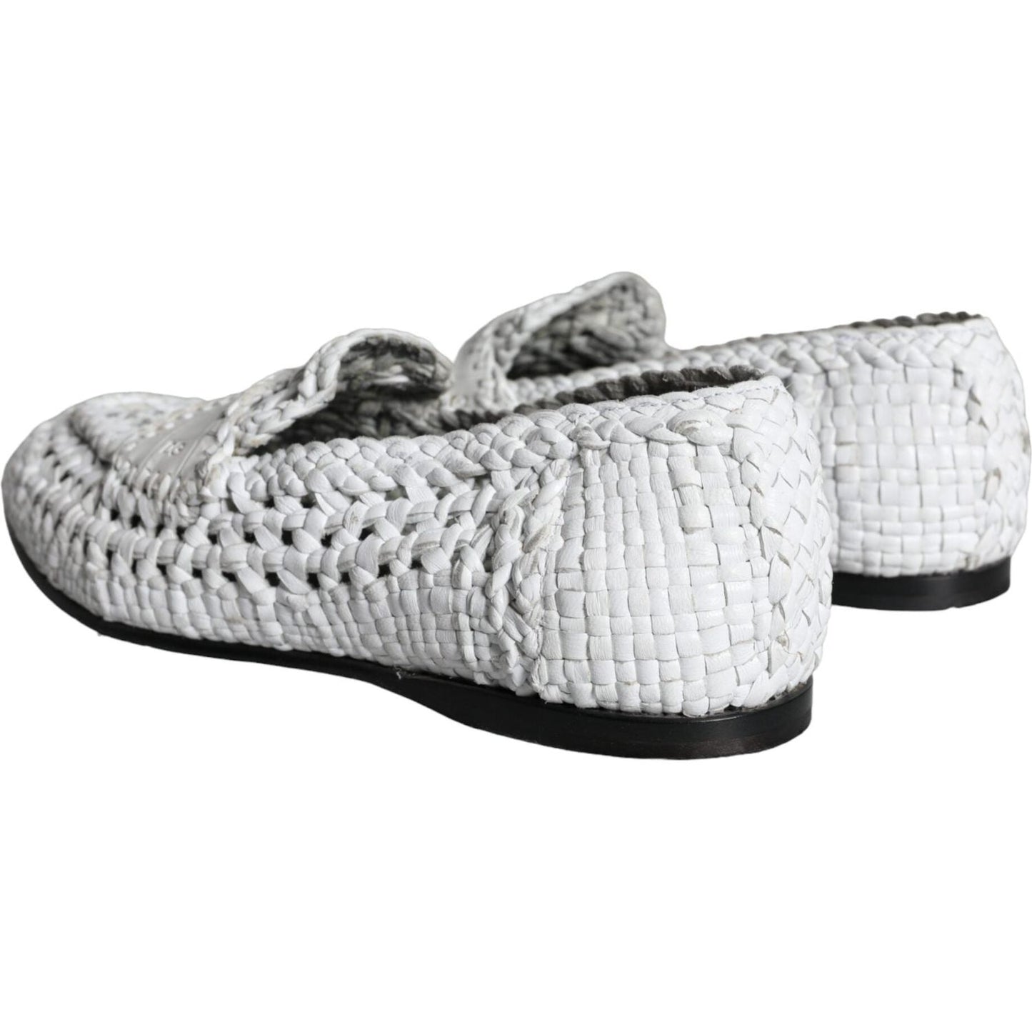 Dolce & Gabbana White Woven Leather Slip On Loafers Men Shoes MV5899-40