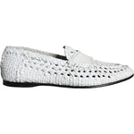 Dolce & Gabbana White Woven Leather Slip On Loafers Men Shoes MV5899-40