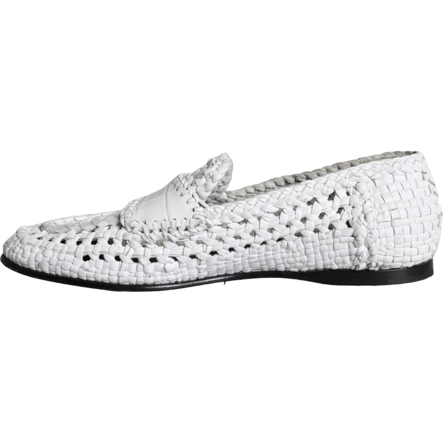 Dolce & Gabbana White Woven Leather Slip On Loafers Men Shoes MV5899-40