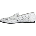 Dolce & Gabbana White Woven Leather Slip On Loafers Men Shoes MV5899-40